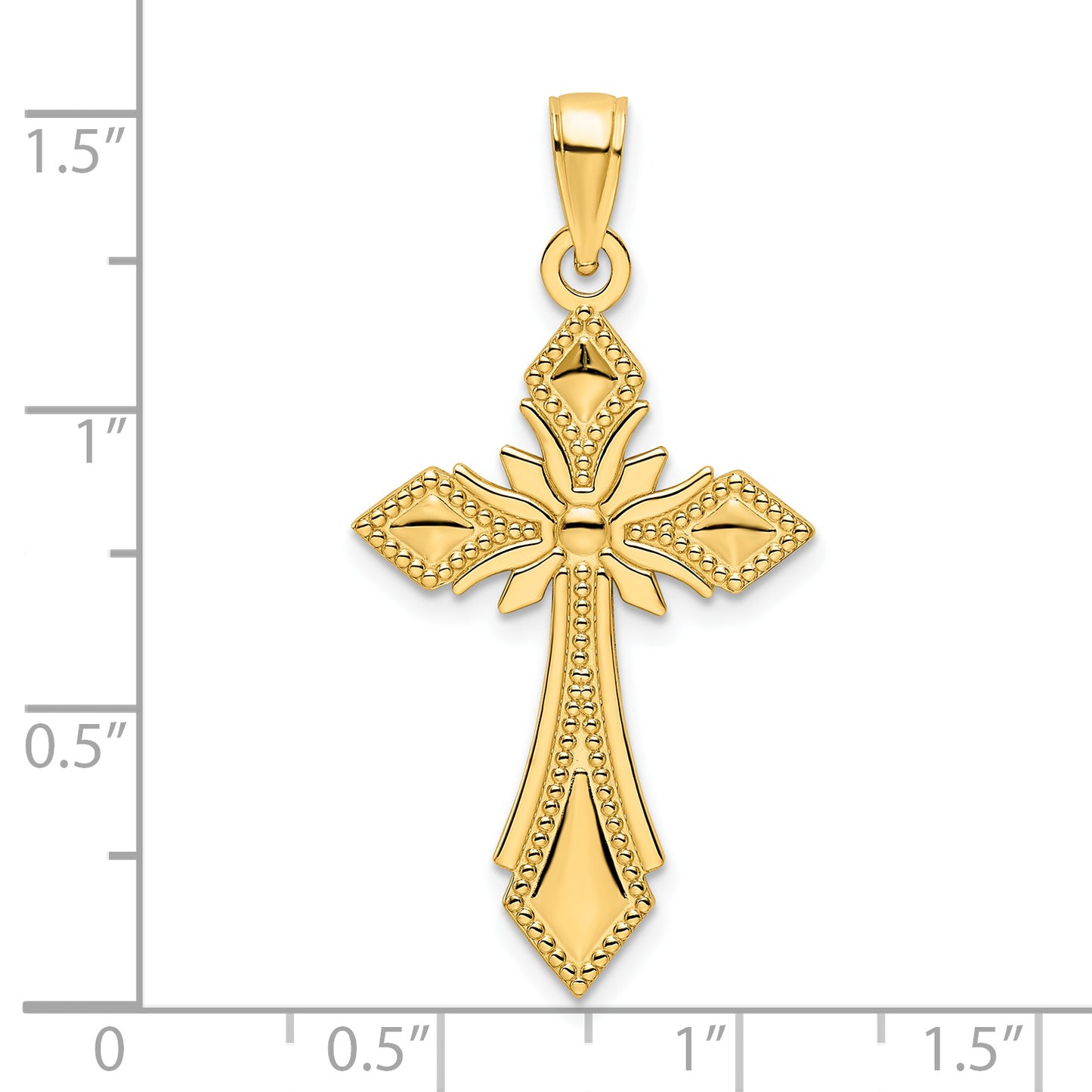 14K Polished Beaded Fancy Cross Pendant