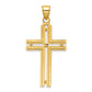 14K Polished Beaded Cross Pendant