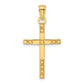 14K Polished and Designed Cross Pendant