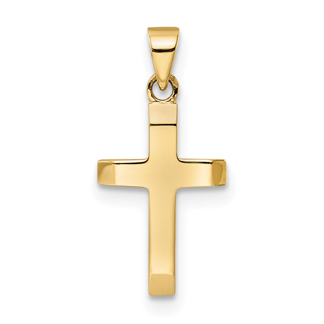 14K Polished Tapered Ends Hollow Cross Pendant