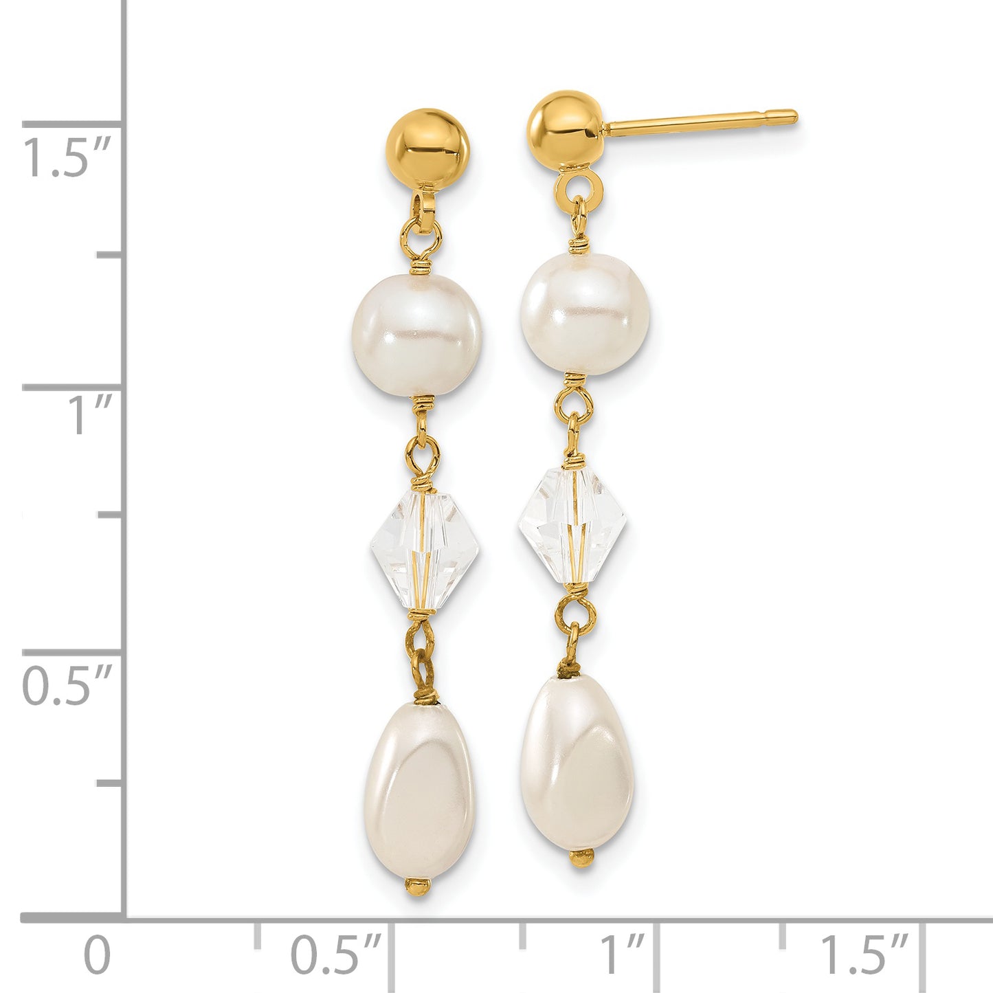 Kelly Waters Gold-plated White Simulated Pearl and Crystal Drop Earrings