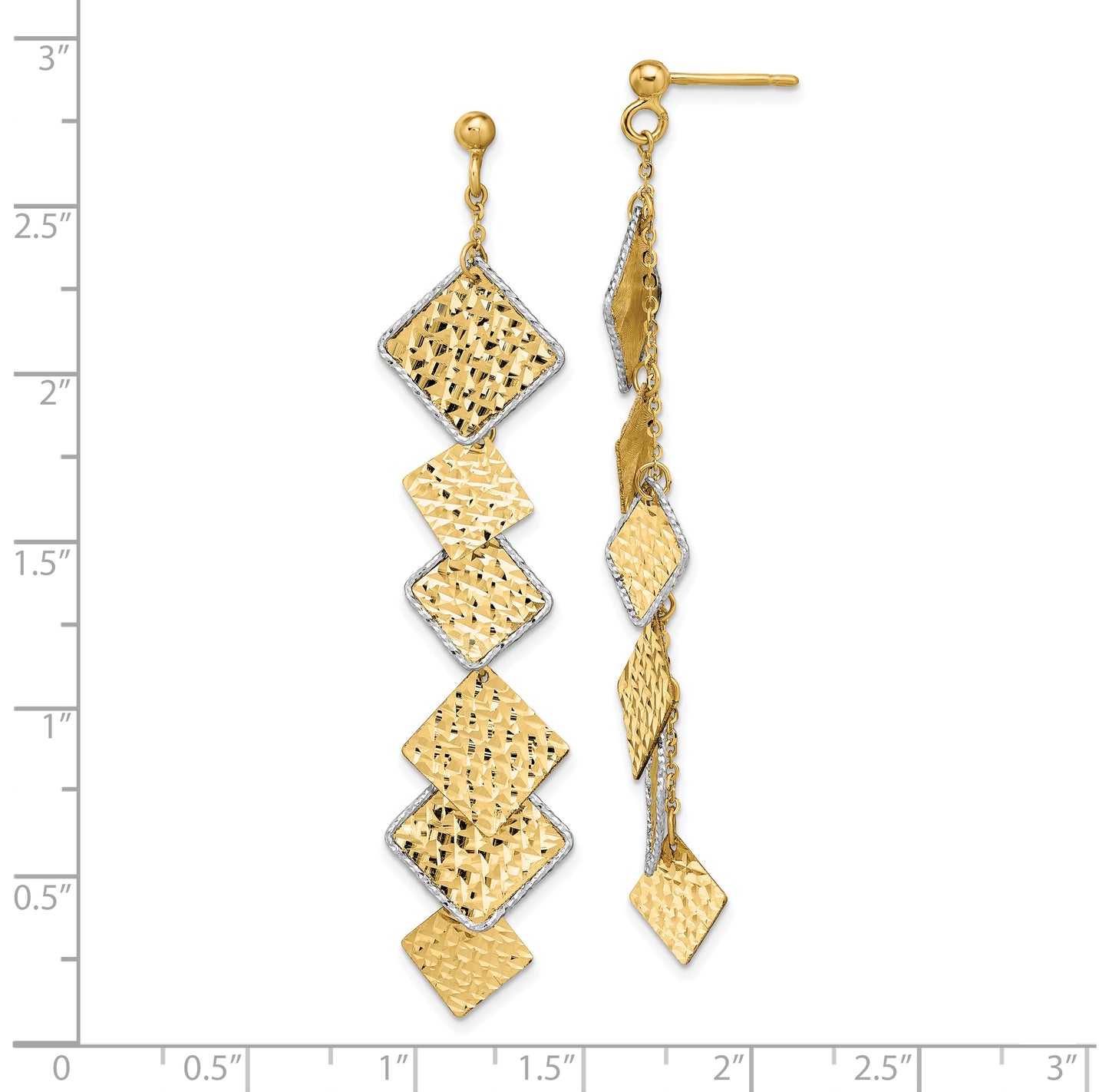 Leslie's 14K Two-tone Polished and Brushed D/C Post Dangle Earrings