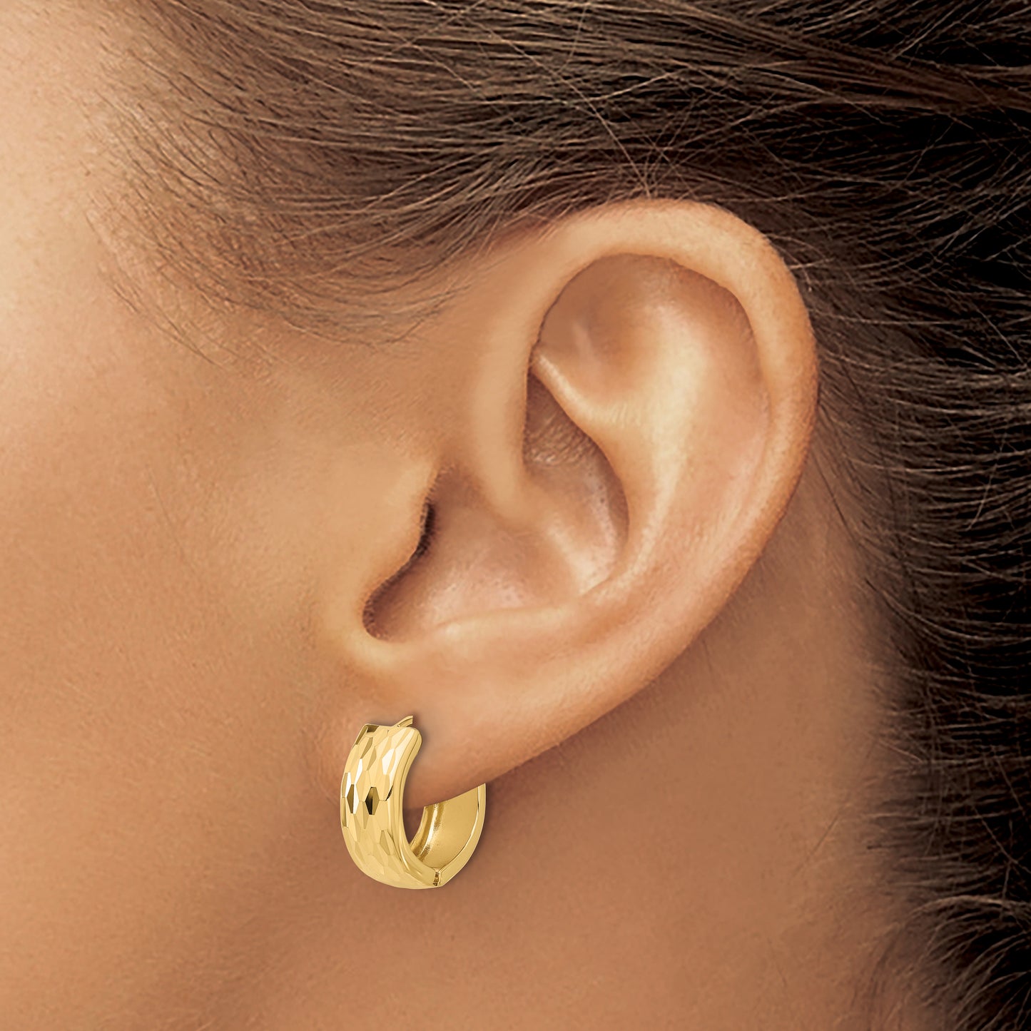 Leslie's 14K Diamond-Cut Hinged Huggie Earrings