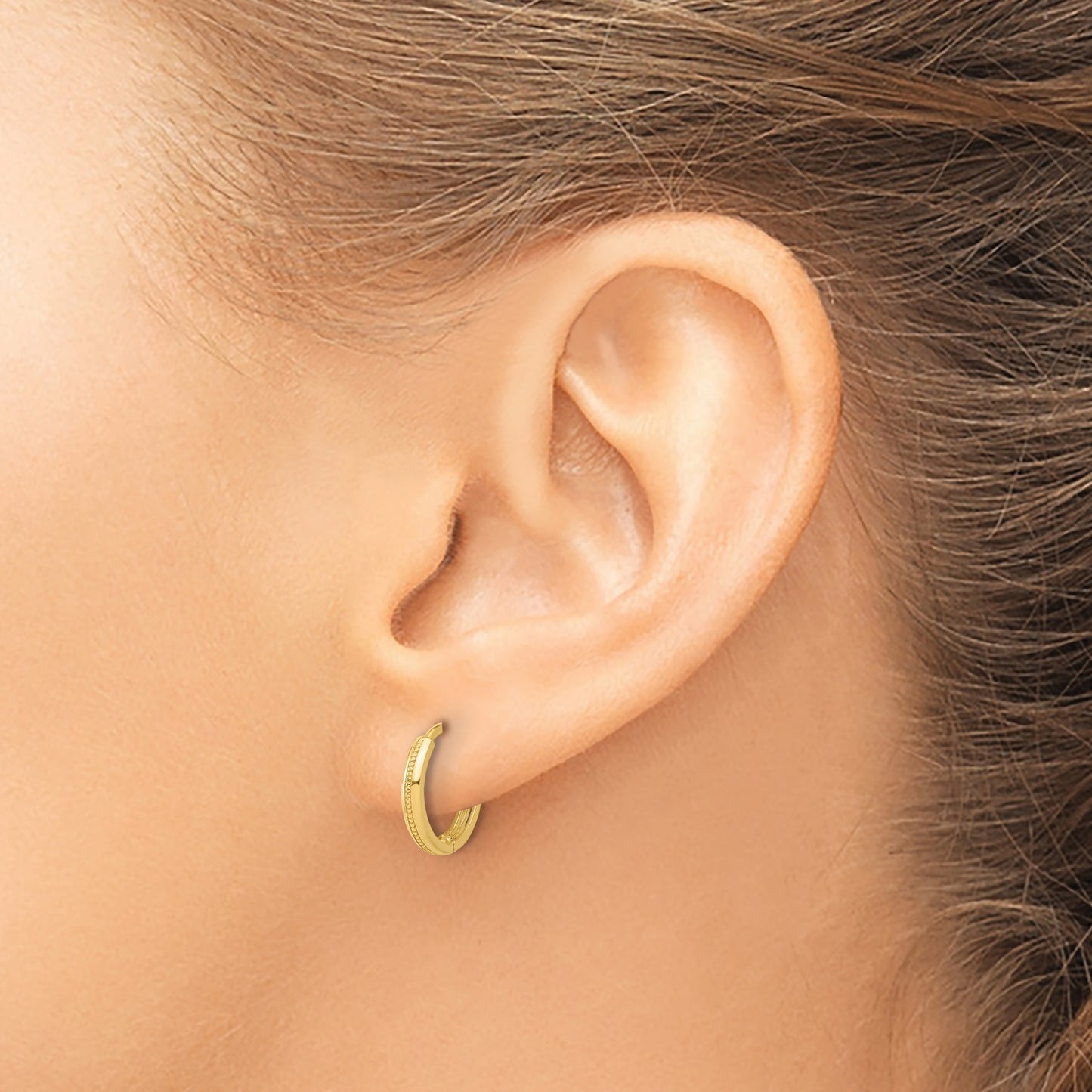 Leslie's 14K Polished and Textured Huggie Hoop Earrings