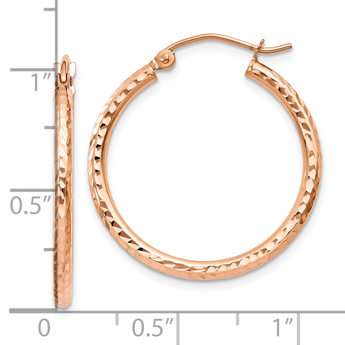 Leslie's 14k Rose Gold Diamond-cut Polished Hoop Earrings
