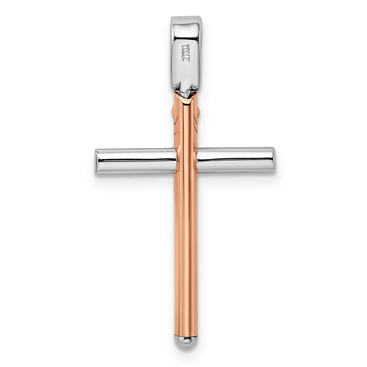 Leslie's 14K Two-tone Rose and White Gold Cross Pendant
