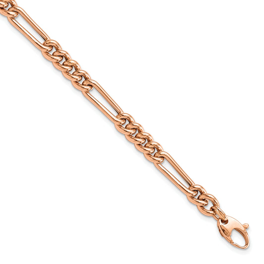 Leslie's 14K Rose Gold Polished Figaro Link Bracelet