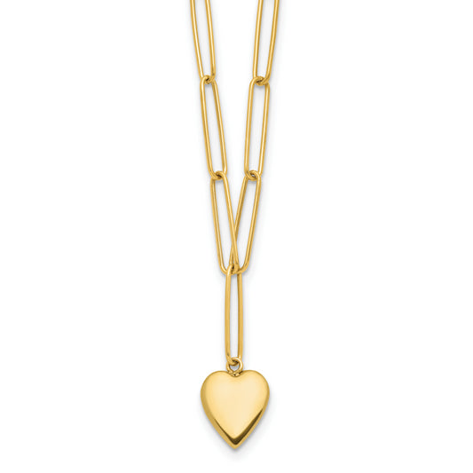 Leslie's 14K Polished Heart Paperclip Link Necklace