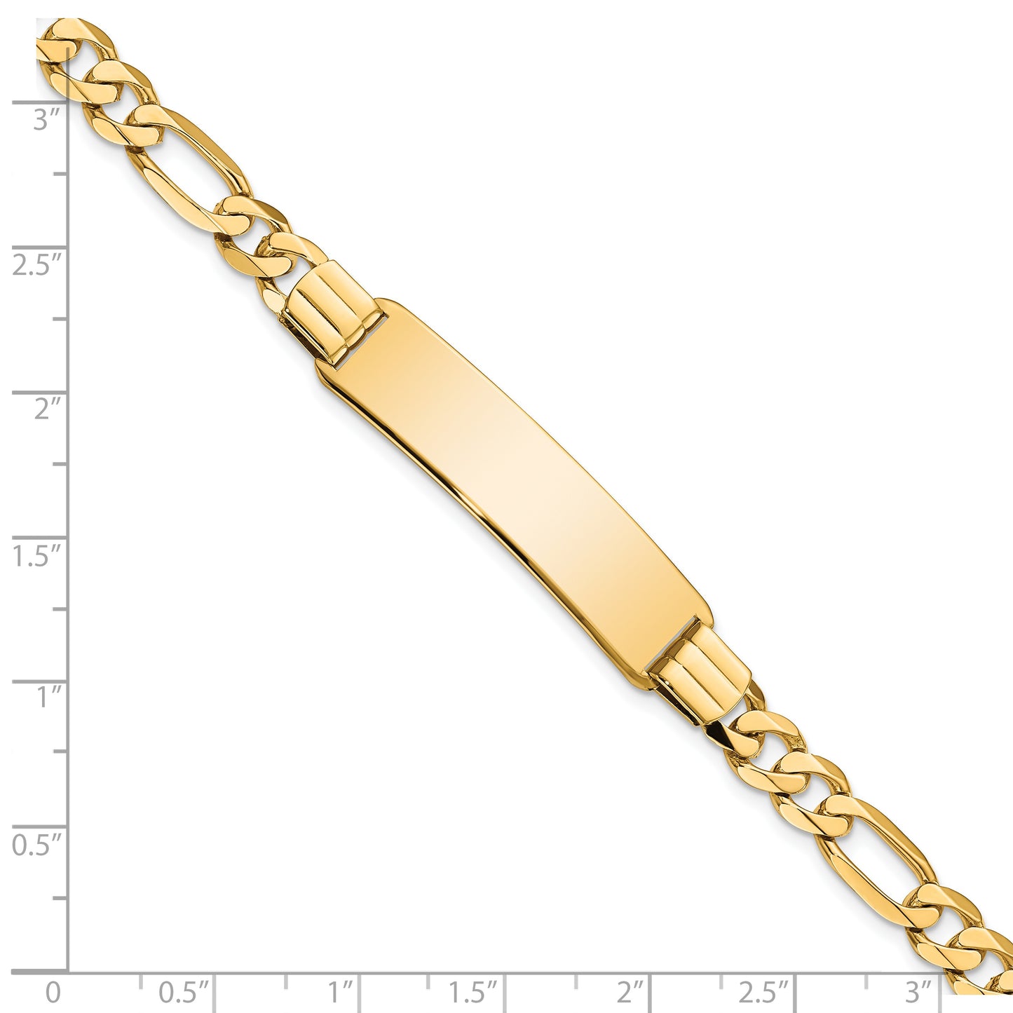 14 Karat Yellow Gold Flat Figaro Link 9mm ID Bracelet