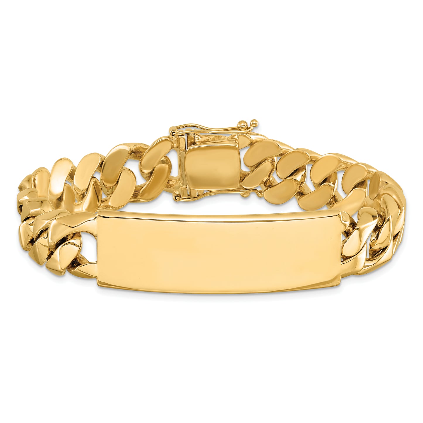 14 Karat Yellow Gold Hand-polished Curb Link 15.5mm ID Bracelet