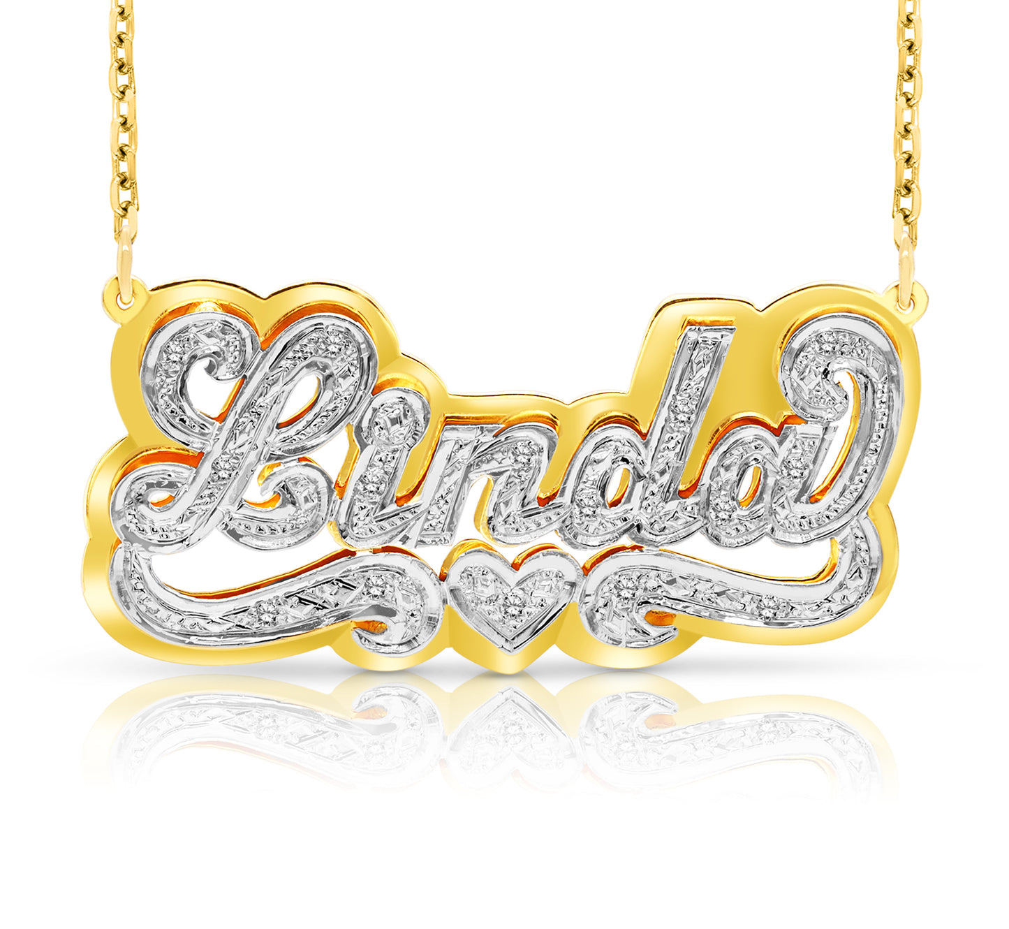 14 Karat "Linda" Style 3D Nameplate