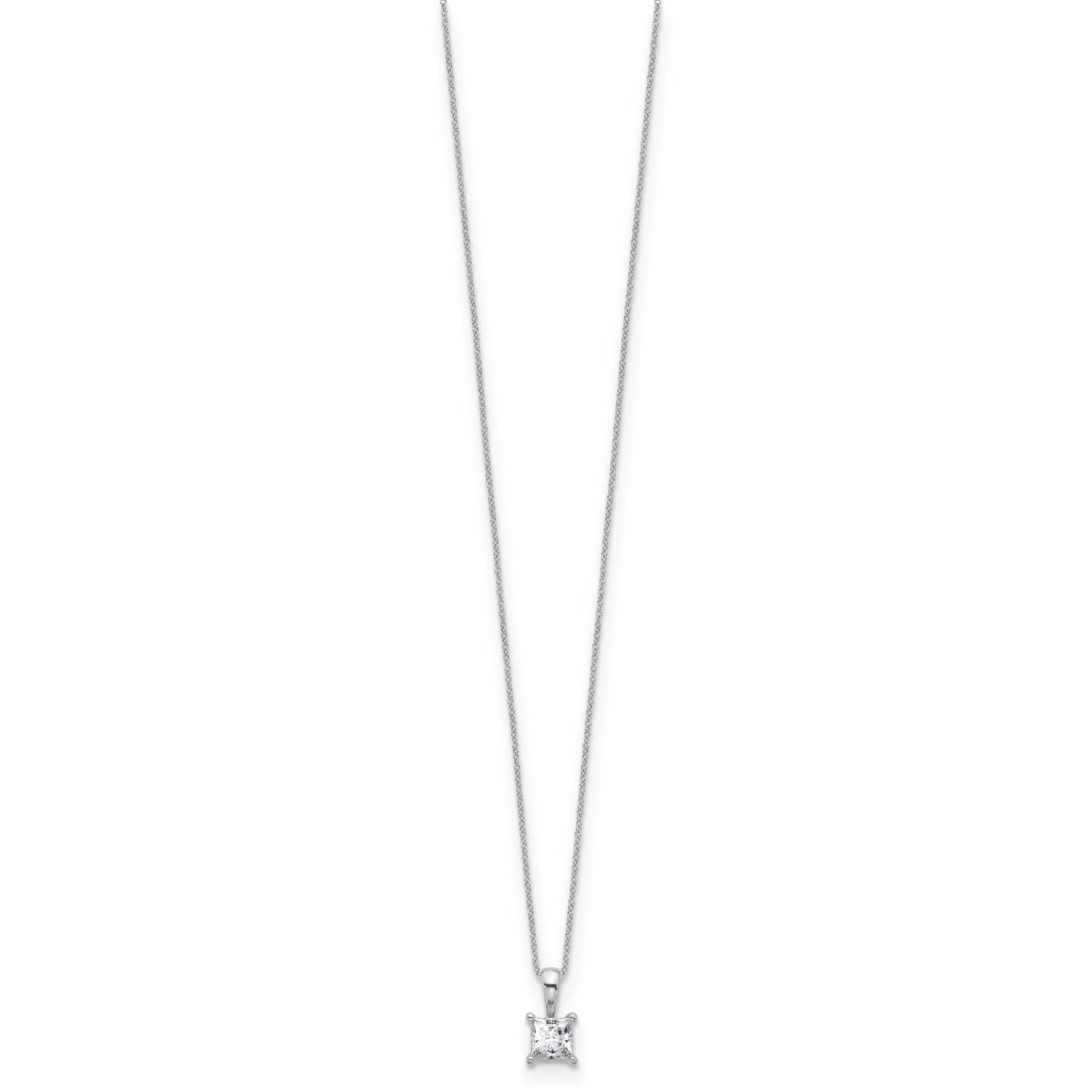 14kw .75ct SI1+ DEF, Lab Grown Princess Diamond 4 Prong Pendant with Chain