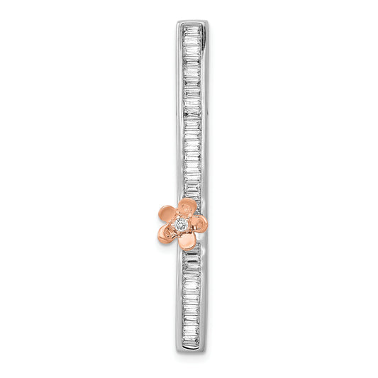 14k Two-tone Diamond Fancy Flower Chain Slide