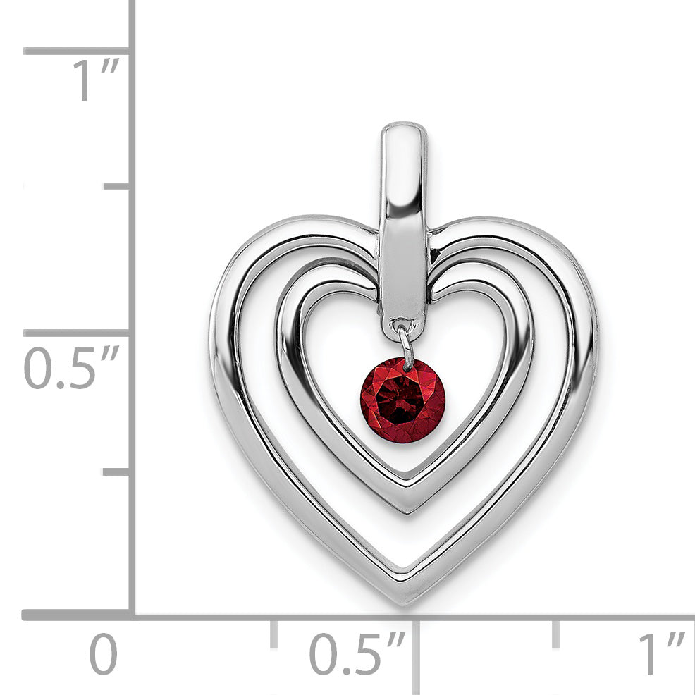 14k White Gold 1/6ct. Red Diamond Double Heart Pendant
