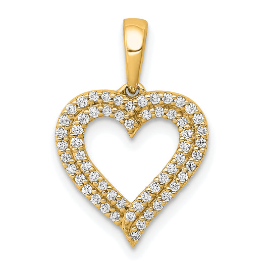 14k 1/4ct. Diamond 2-row Heart Pendant