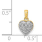 14k with White Rhodium Diamond Heart Pendant