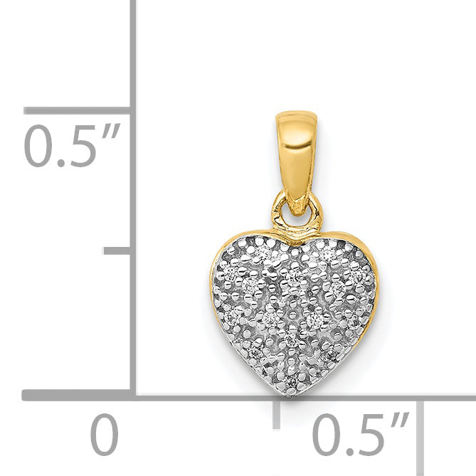 14k with White Rhodium Diamond Heart Pendant