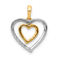 10Kt White with Yellow Gold Heart Charm Diamond Heart Pendant