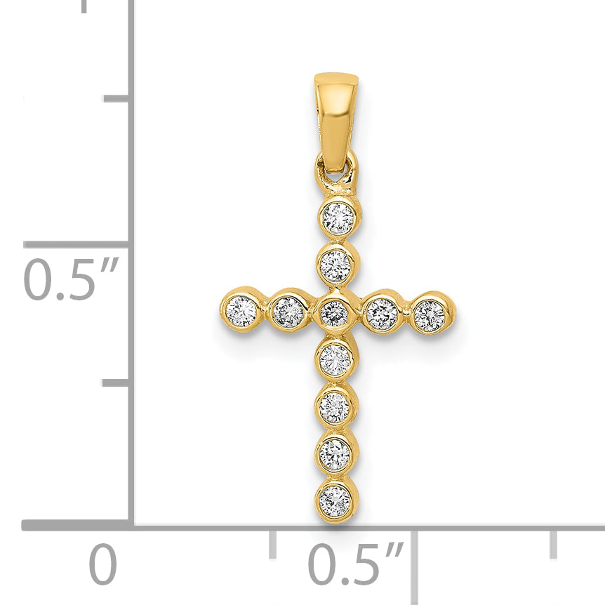 10K Polished 1/10ct. Diamond Cross Pendant