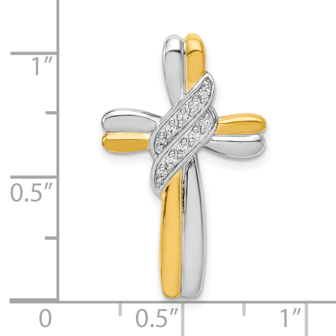10K Two-tone Diamond Cross Pendant