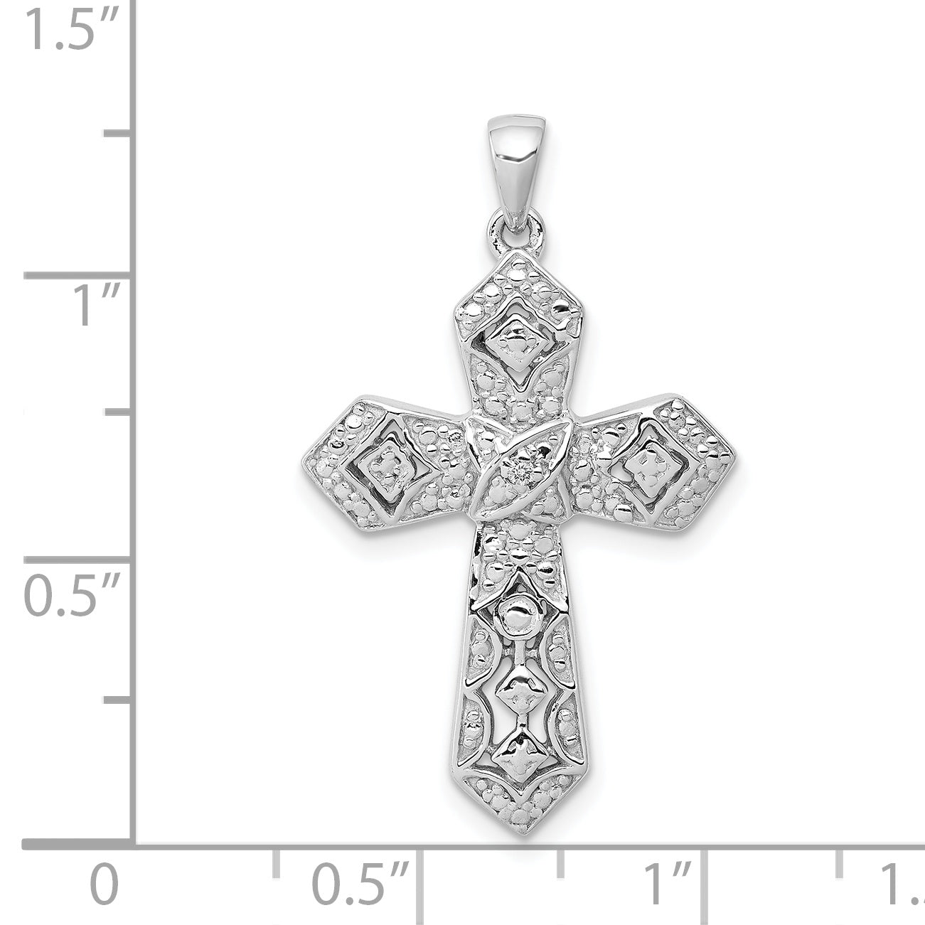 14k White Gold .01ct. Diamond Passion Cross Pendant
