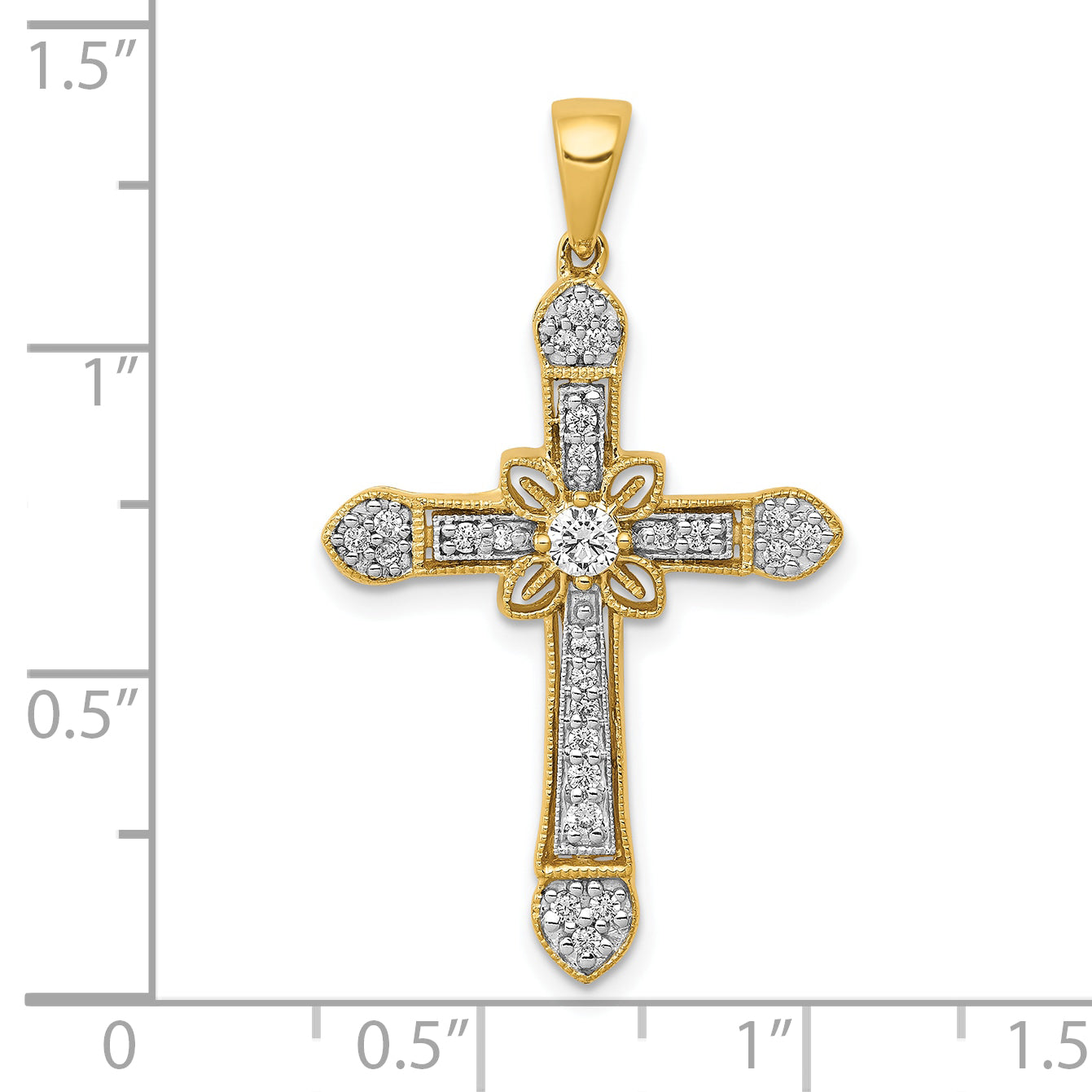 10k 1/3ct. Diamond Filigree Cross Pendant