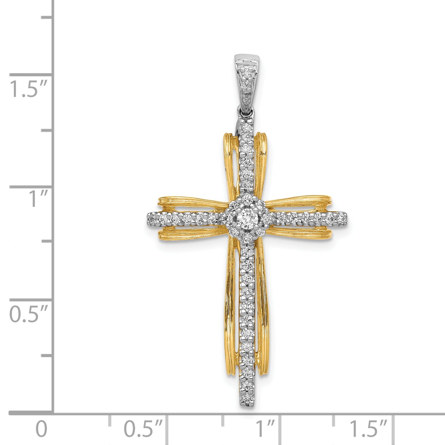 14k Two-tone 1/3ct. Diamond Passion Cross Pendant