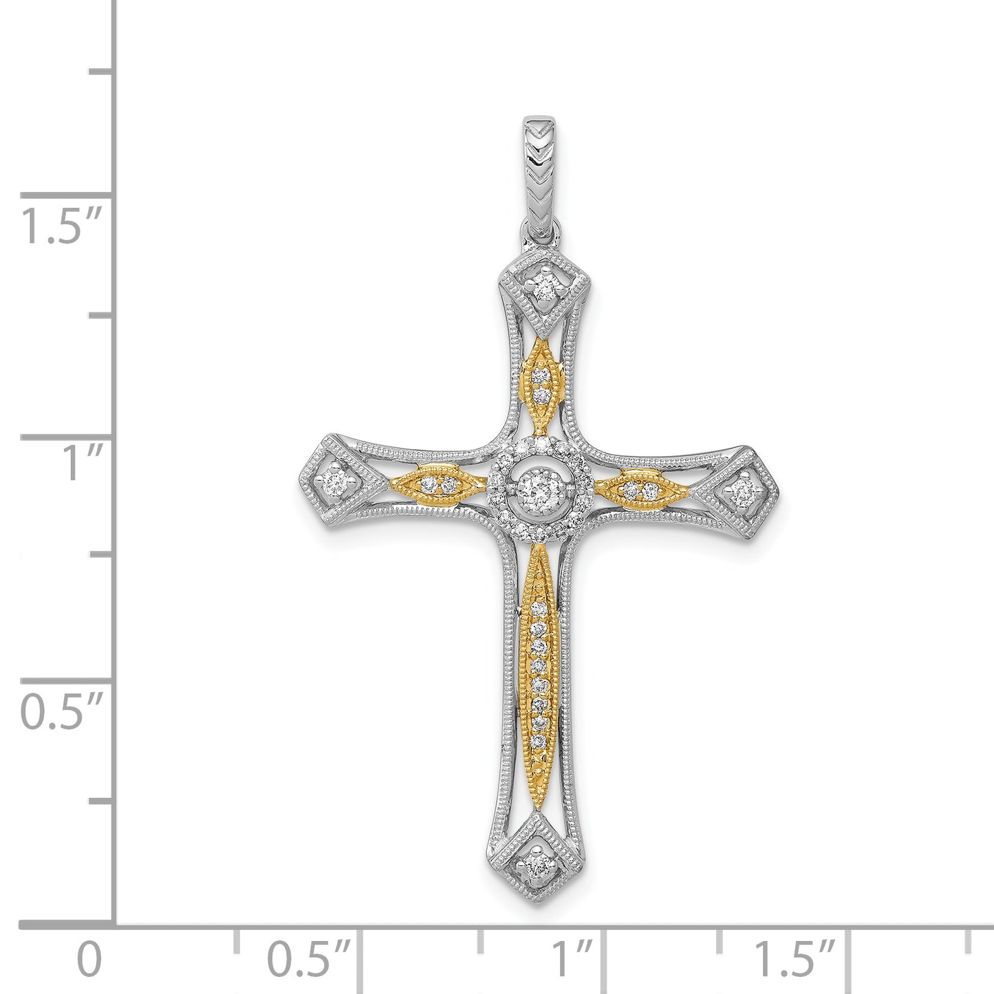 14k Two-tone 1/5ct. Diamond Cross Pendant