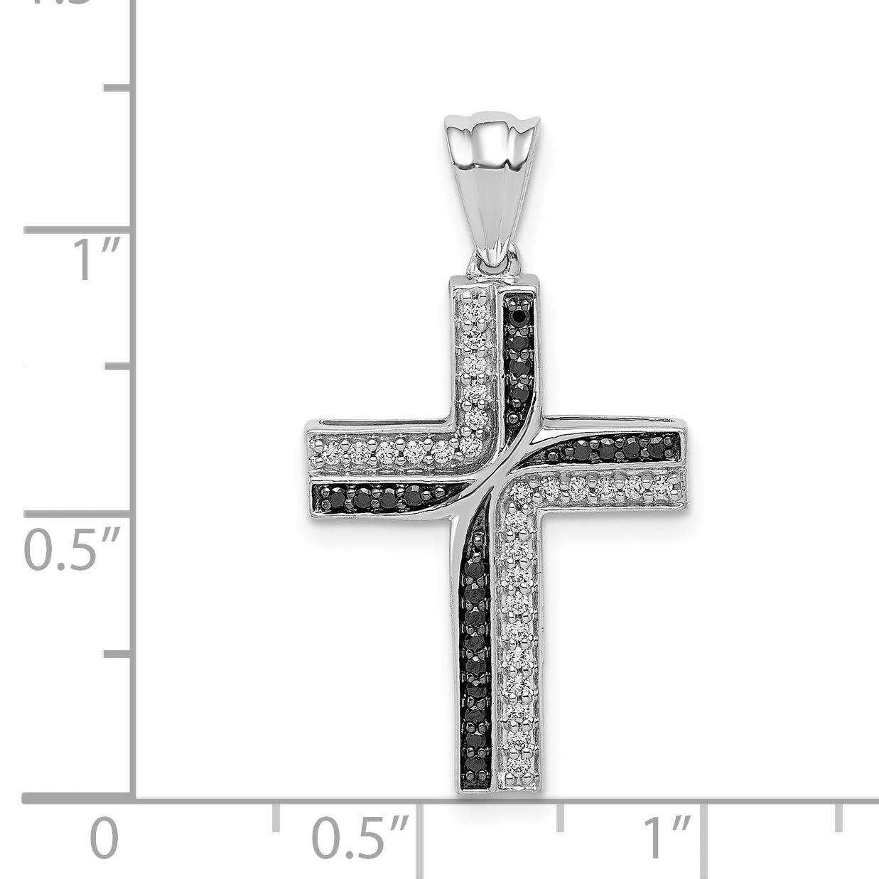 14k White Gold 1/5ct. Black and White Diamond Cross Pendant