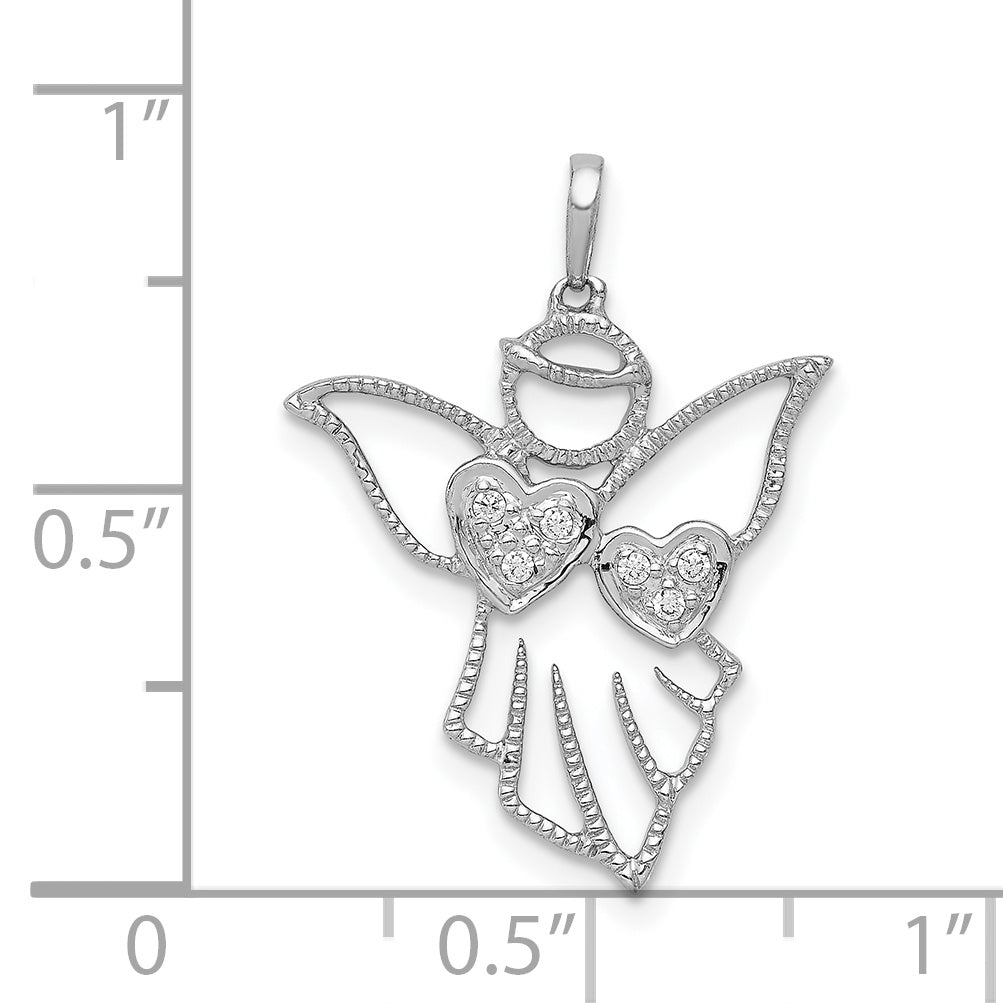 14k White Gold Diamond Angel Pendant