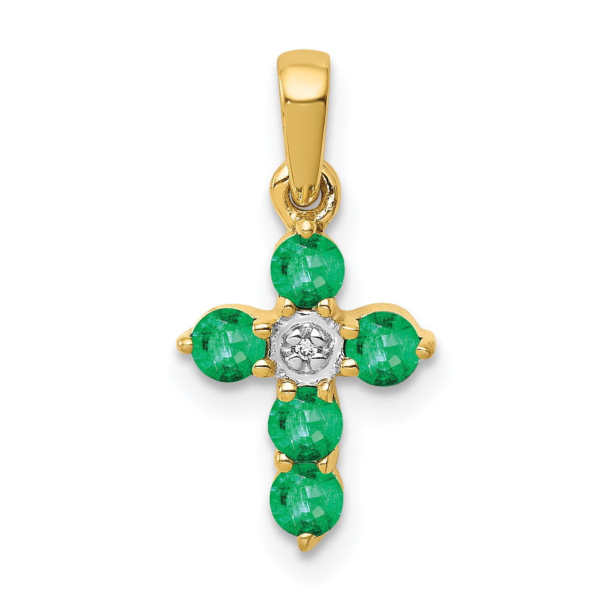 10K Emerald and Diamond Cross Pendant