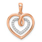 14k Two-tone White and Rose Heart Diamond Pendant