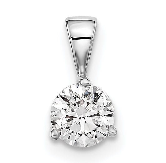 14kw 1.00ct. Round Lab Grown Diamond SI+, H+, 3 Prong Solitaire Pendant