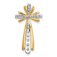 14k Two-tone Polished Diamond Cross