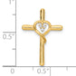 14k Polished Cross with Heart Diamond Chain Slide