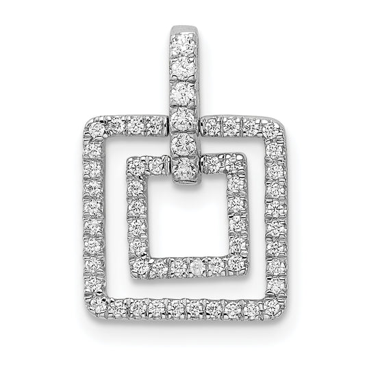 14k White Gold Polished Squares Diamond Pendant