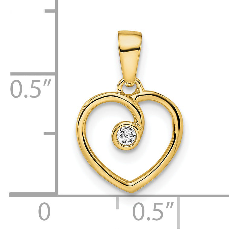 14k Polished Heart Diamond Pendant