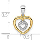 14k Two-tone Heart Dangle Diamond Pendant