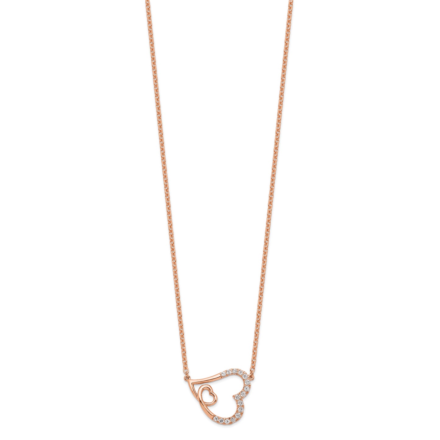 14K Rose Gold Lab Grown Diamond SI1/SI2, G H I, Intertwined Hearts Necklac