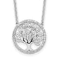 14K White Gold Lab Grown Diamond Tree of Life in Circle Necklace