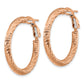 14k 3mm Polished Rose Gold D/C Round Omega Back Hoop Earrings