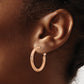14k 3mm Polished Rose Gold D/C Round Omega Back Hoop Earrings
