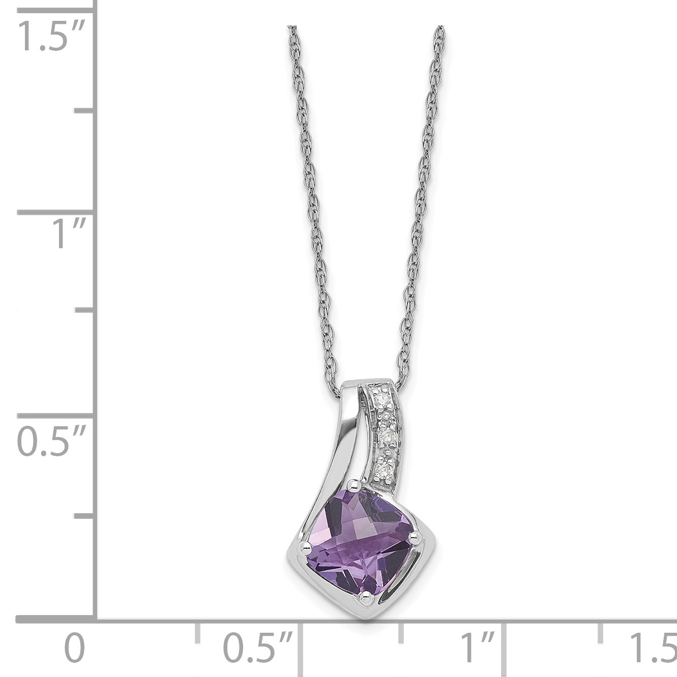 10K White Gold Amethyst and Diamond Necklace