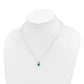 10K White Gold Simulated May Birthstone and Diamond Necklace