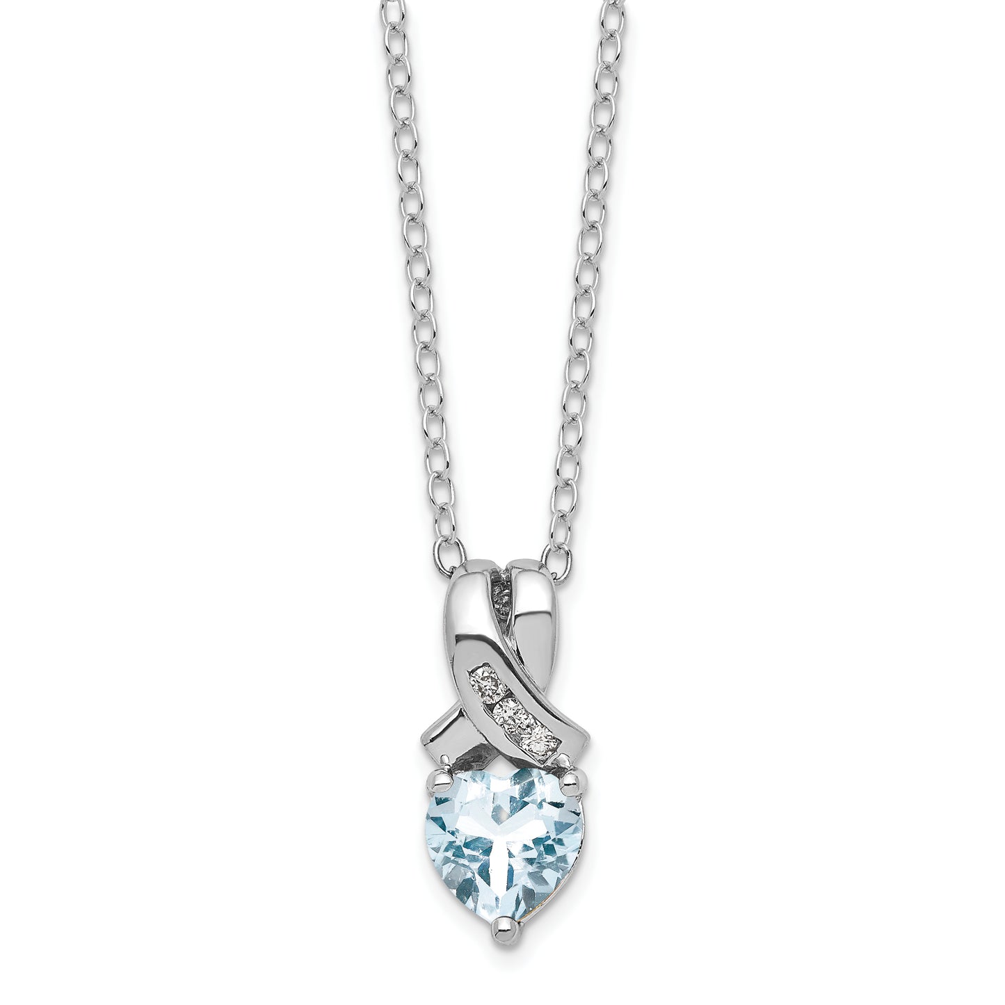 Sterling Silver Aquamarine and Diamond Necklace