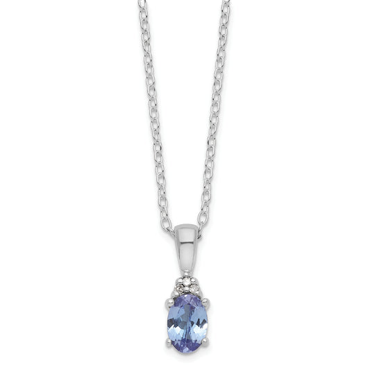 Sterling Silver Tanzanite and Diamond Necklace