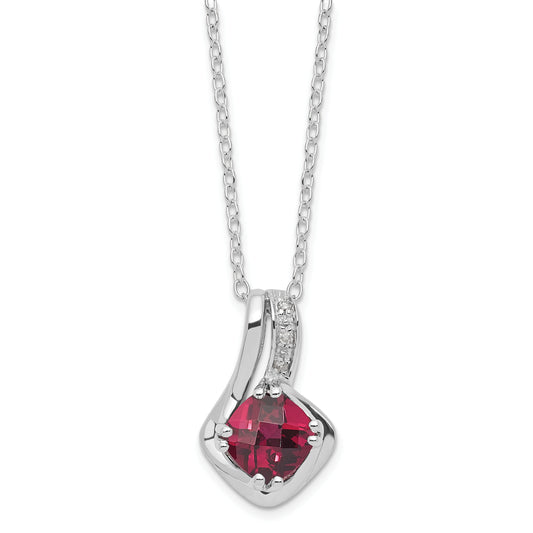 Sterling Silver Rhodolite Garnet and Diamond Necklace
