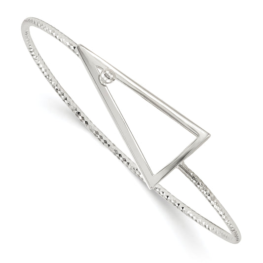 Sterling Silver Diamond Cut Triangle Interlocking Bangle Bracelet
