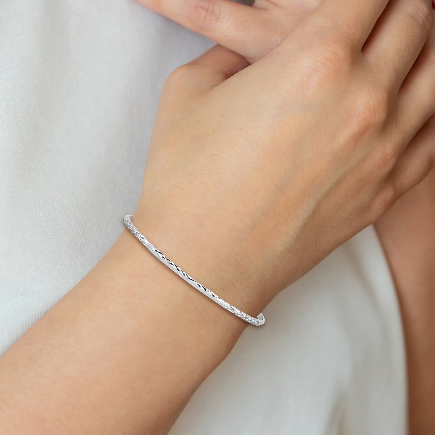 Sterling Silver Rhod. Plated D/C Slip-on Child's Bangle