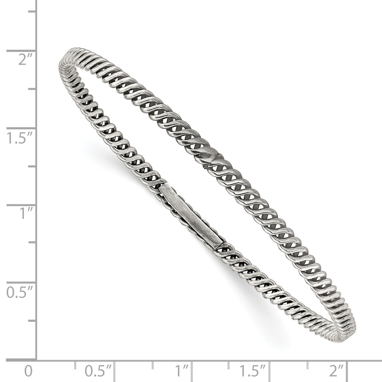 Sterling Silver Antiqued 3.5mm Twisted Weave Slip-on Bangle